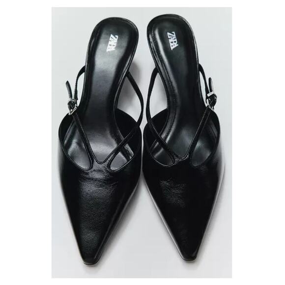 ZARA Leather Mules NWT - Picture 1 of 10